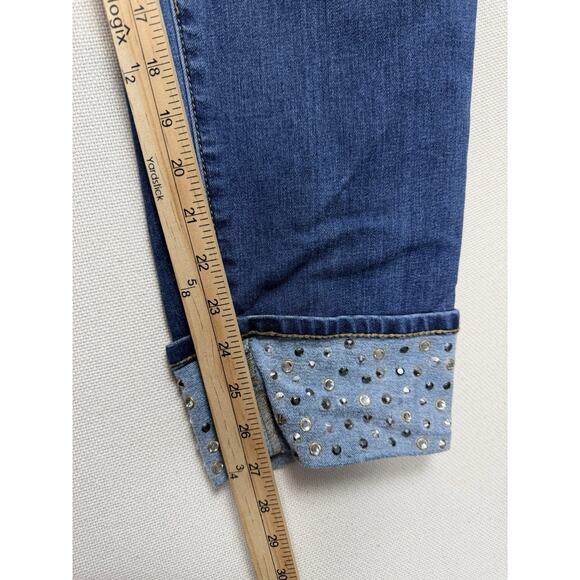 Lane Bryant Women's Plus size 14 Cropped Jeans Cuffed w/ Rhinestones & Studs - Picture 11 of 14